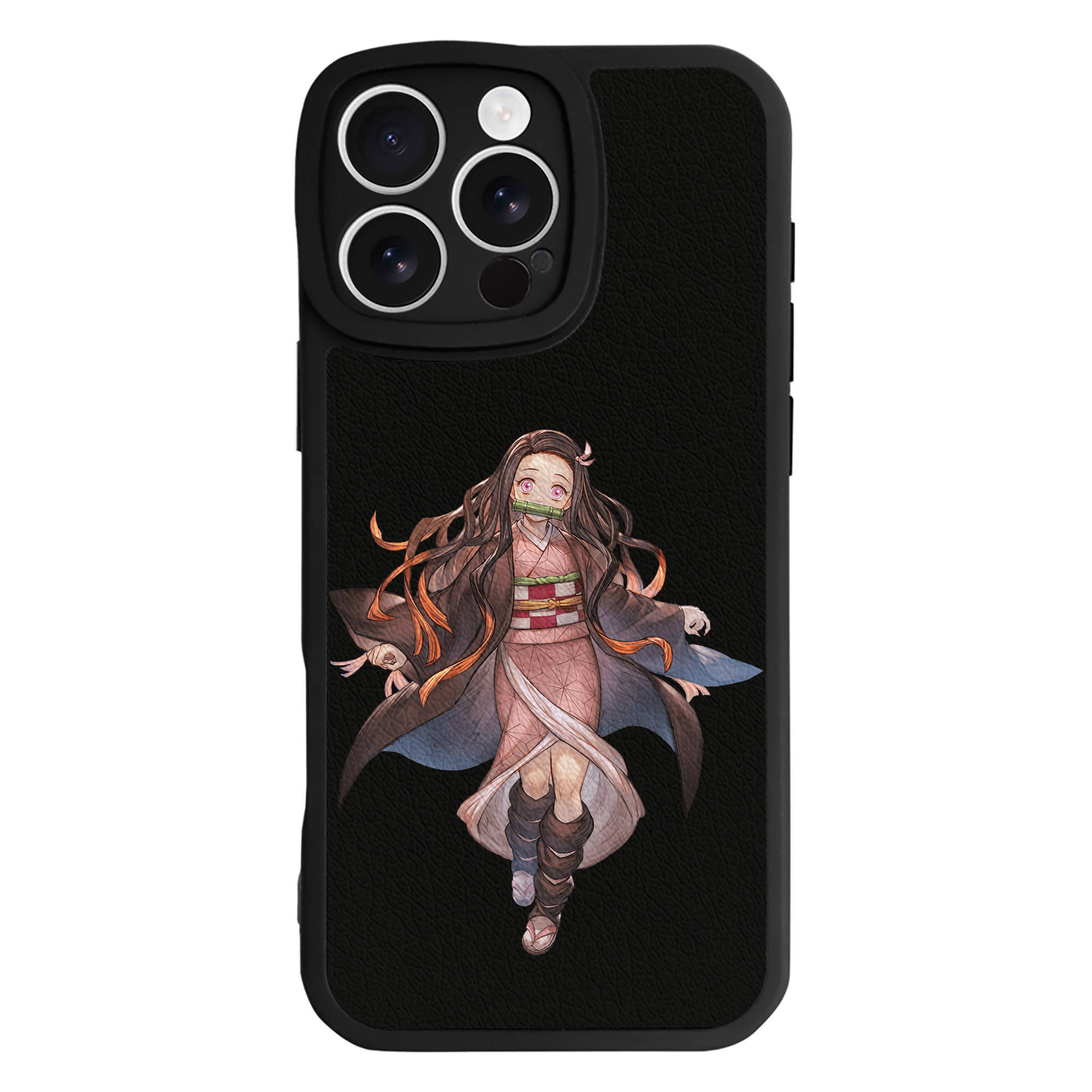 （画像用） 鬼滅の刃（きめつのやいば）竈門 禰󠄀豆子／かまど ねずこ Kamado Nezuko 【iPhone 16シリーズ対応】シリコンスマホケース（レザー調） 材質：シリコン
